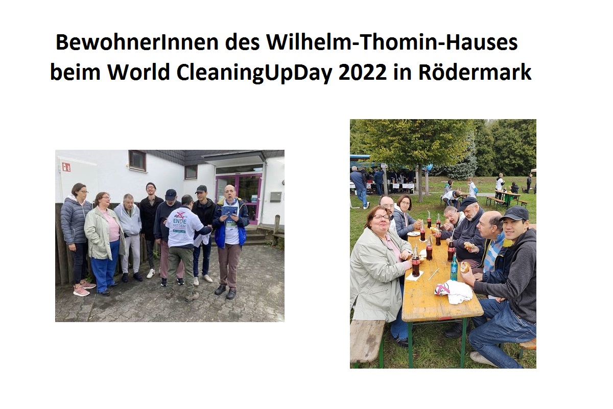 BewohnerInnen des Wilhelm-Thomin-Hauses beim World CleaningUp Day in Rödermark